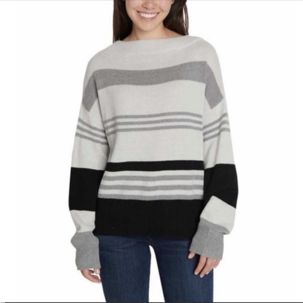 LUCKY BRAND Colorblock Knit Boatneck Pullover Sweater